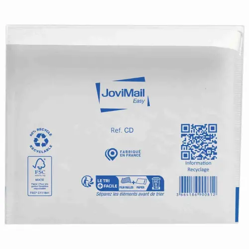 100 Pochettes matelassées à bulles d'air blanches Sealed Air -  180 x 160mm - JOVIMAIL