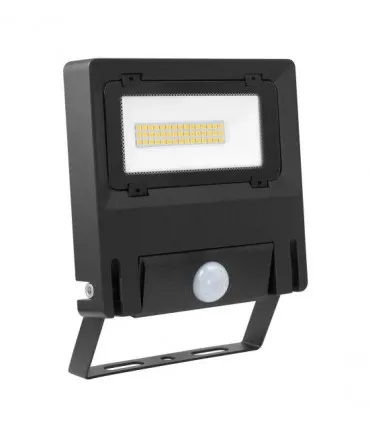 ARIC 51268 | Projecteur extérieur noir IP65 LED 30W Blanc froid + détecteur PIR | MICHELLE SENSOR