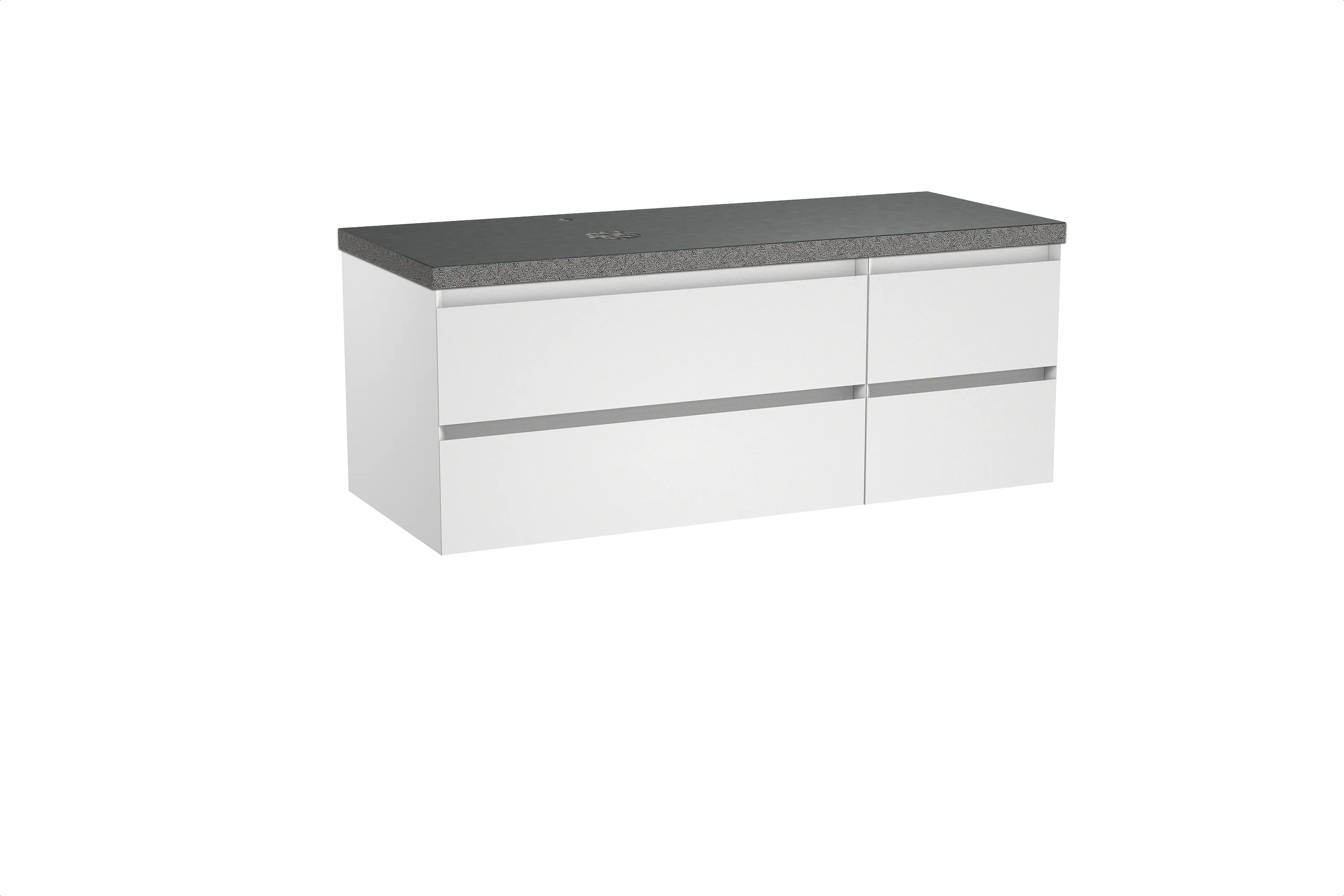 Balmani Mitra meuble salle de bains suspendu 135 x 55 cm blanc mat avec Rock plan vasque asymétrique à droite en granit noir