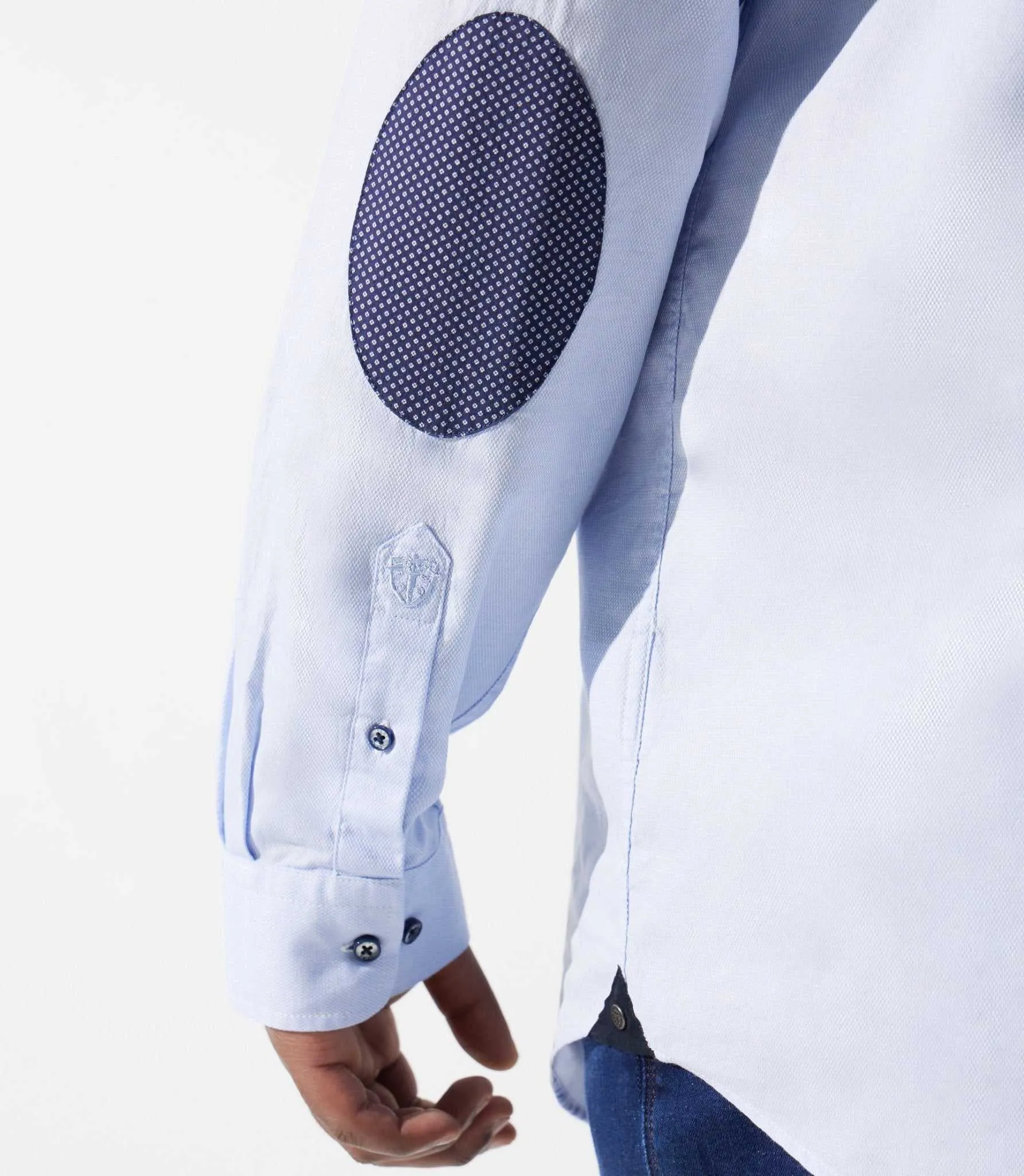Chemise unie à coudières bleu ciel KENBT