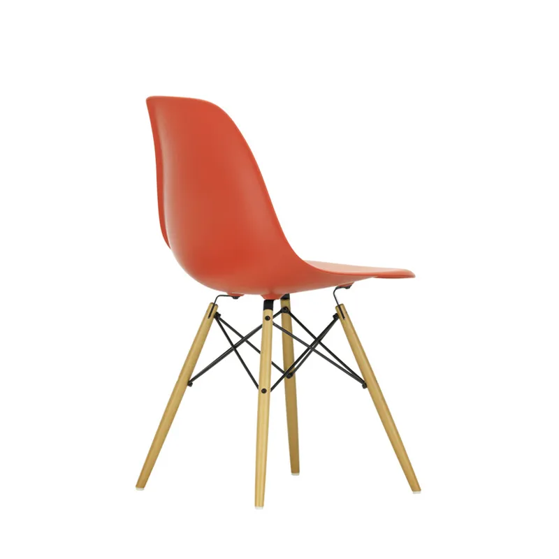 Dining Chair     EAMES PLASTIC CHAIR DSW Golden maple Poppy red RE           VITRA