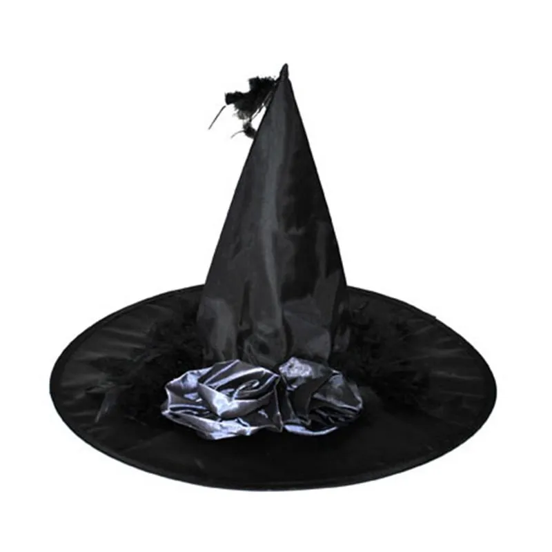 Grossiste Chapeau de sorcière noir avec noeud en satin
