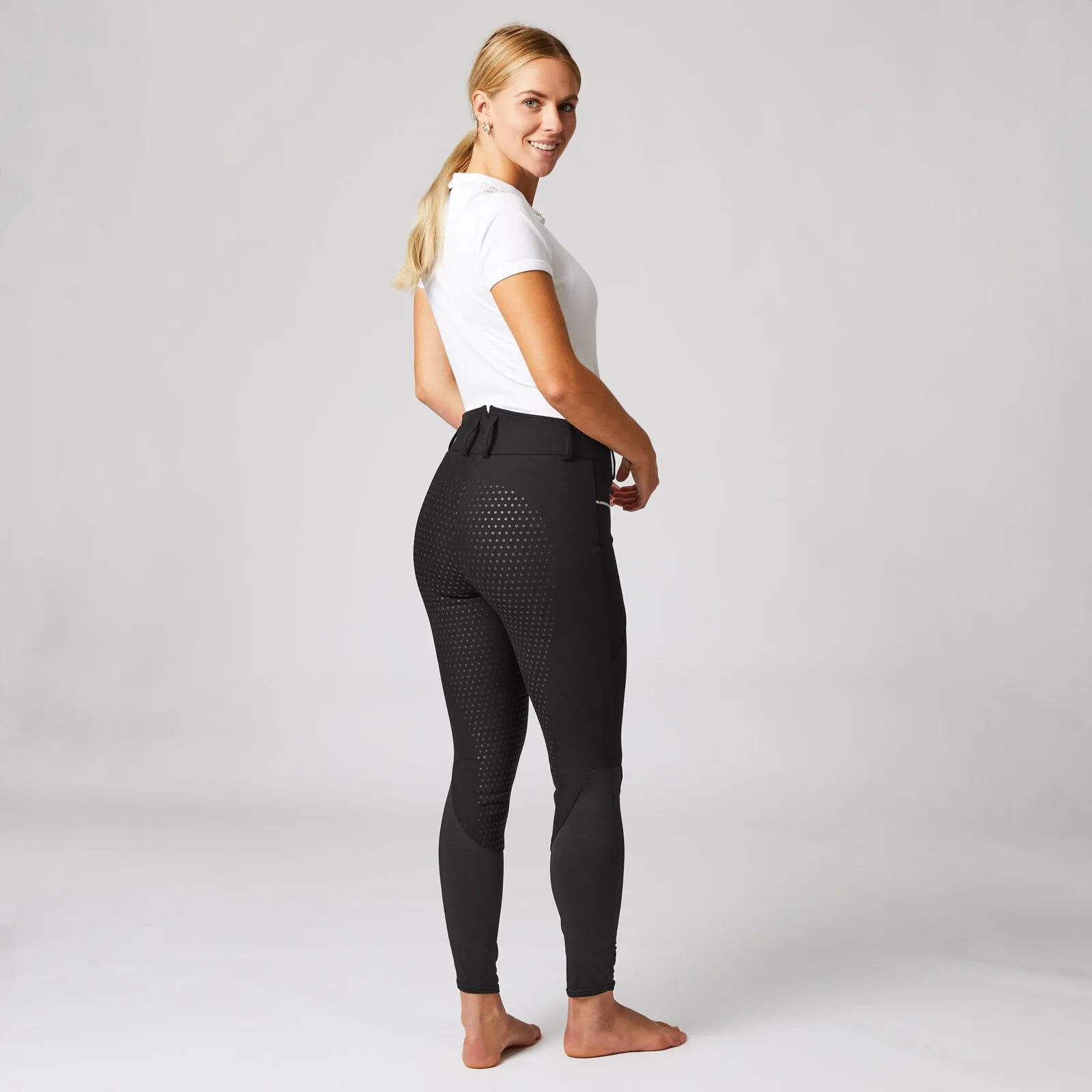 Horze Pantalon d'équitation taille haute avec fond intégral et mesh, pour femme