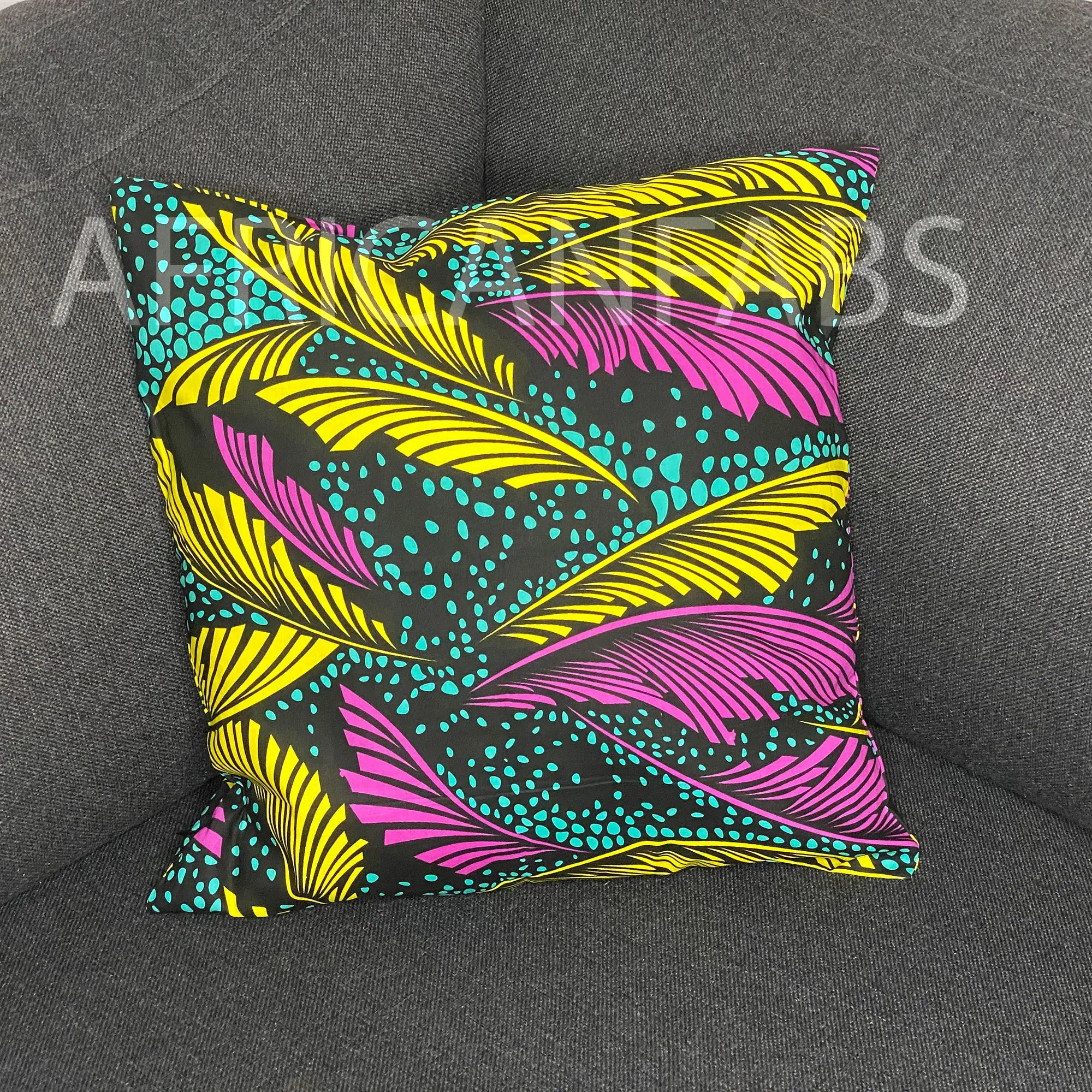 Housse d'oreiller africaine | Jaune Rose feathers - Oreiller décoratif 45x45cm - 100% coton