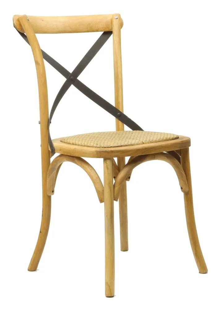 Kentucky chair wood and iron, vintage metal cross-back