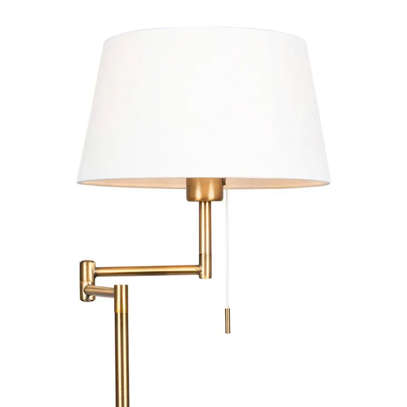 Lampadaire classique bronze avec abat-jour blanc réglable - Ladas Fix