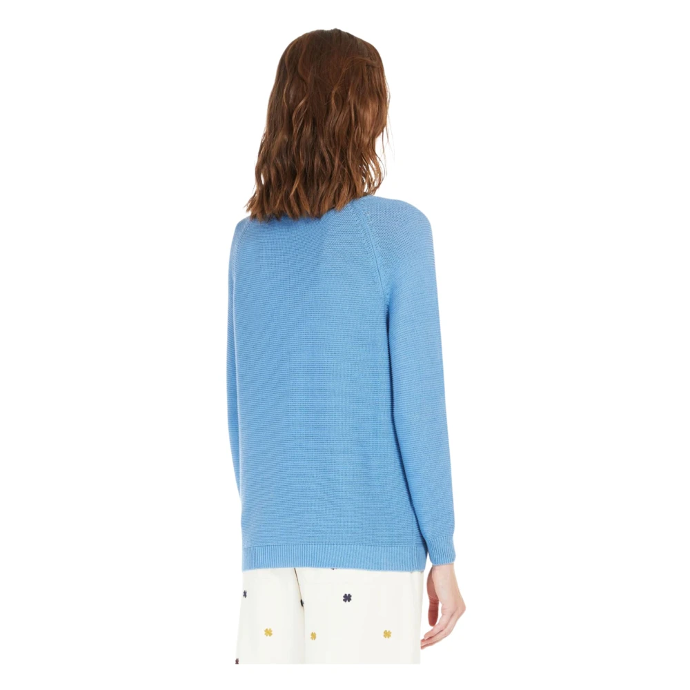 Pull en Coton Bleu avec Large Encolure