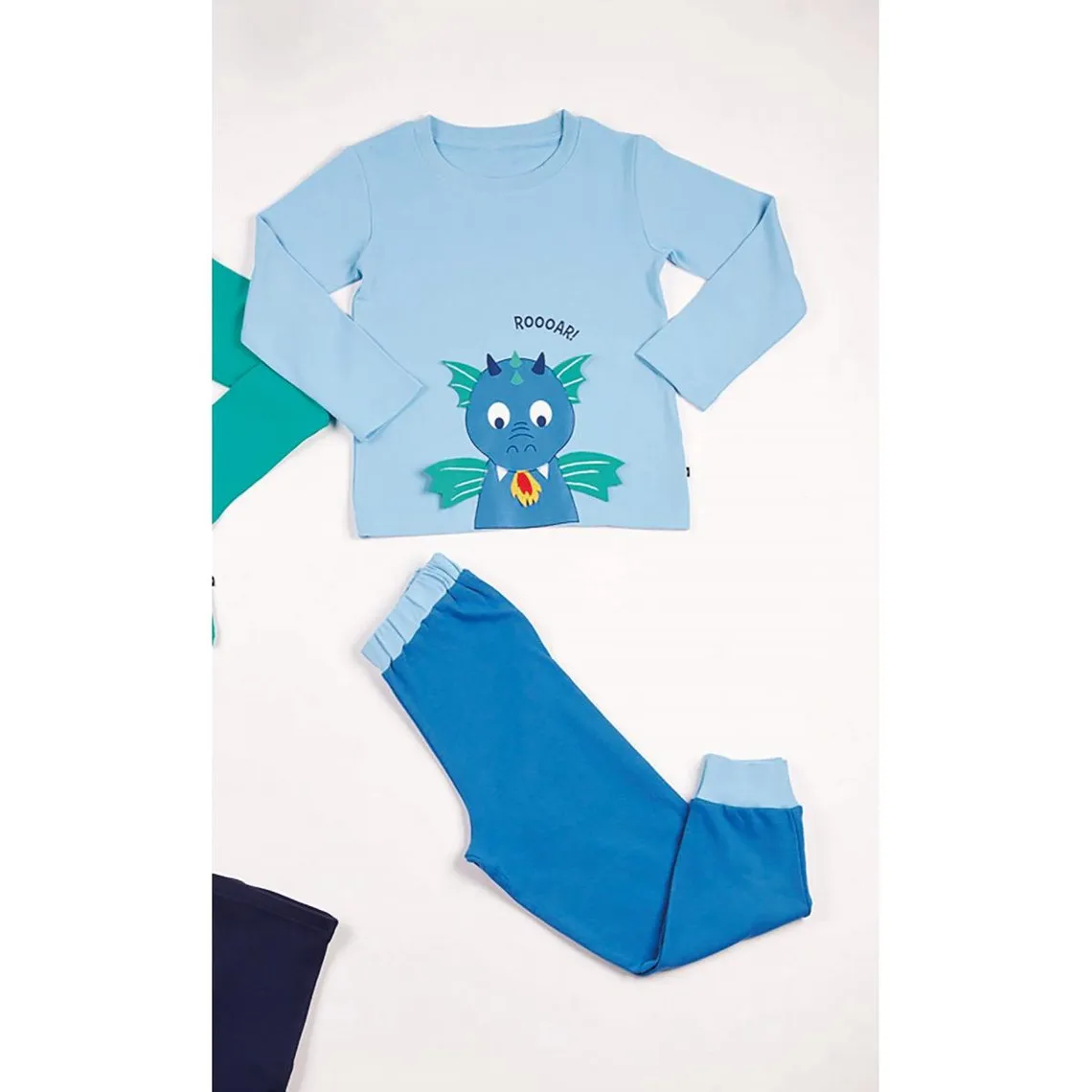 Pyjama Long Garçon en Coton - Bleu Imprimé - Roooar | 3 Suisses
