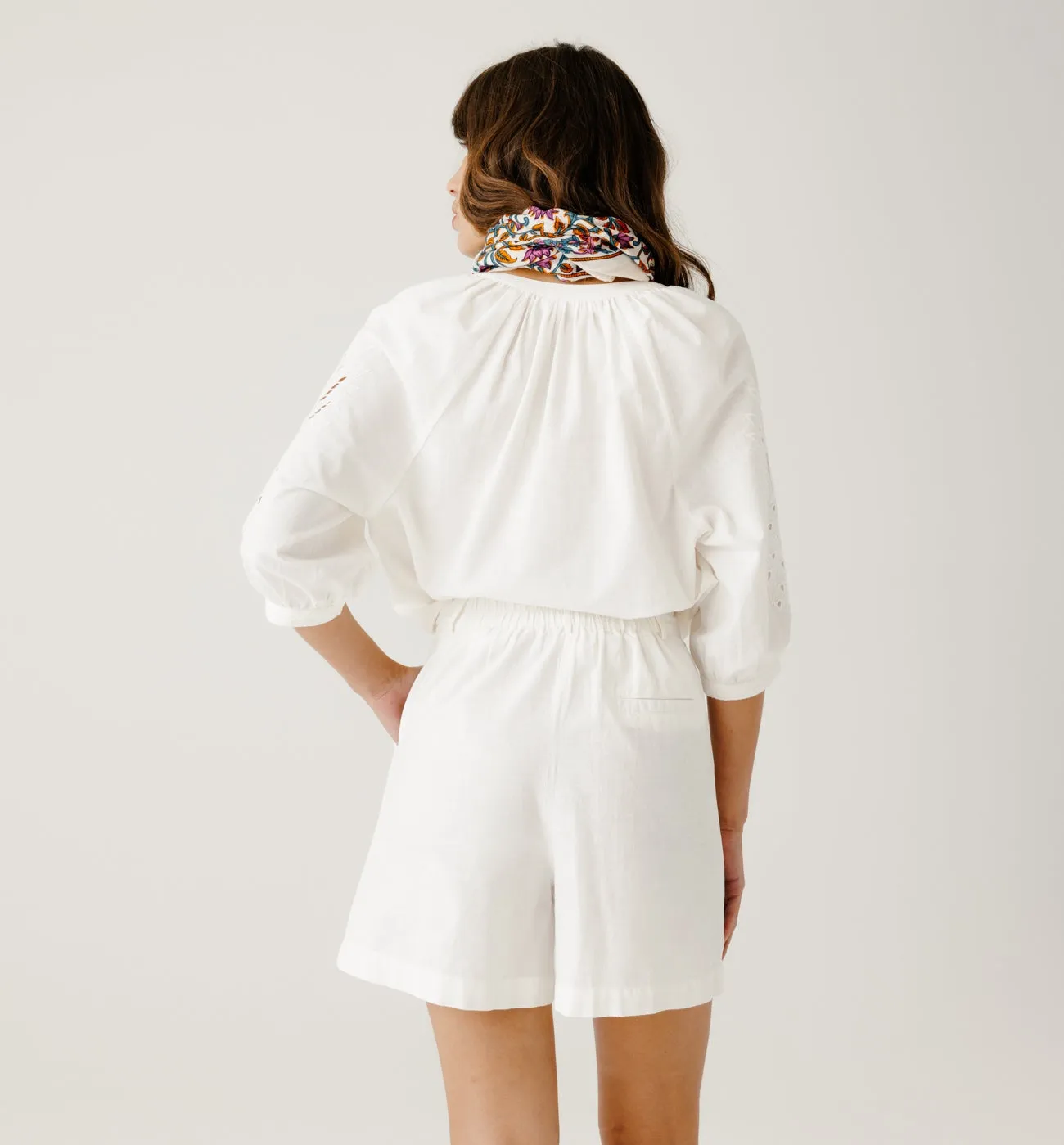 Short ananas taille haute - Ecru