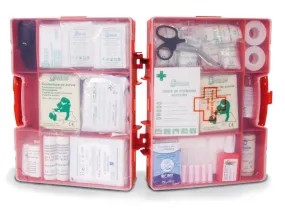 Trousse de secours BTP gros chantier, boitier rouge-orange