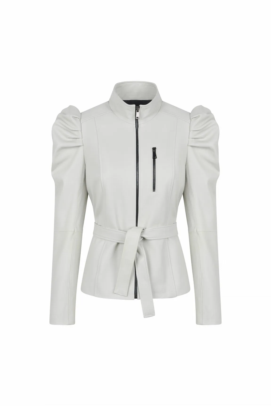 VESTE EN CUIR MANCHES BALLON - SHELTON WAXY