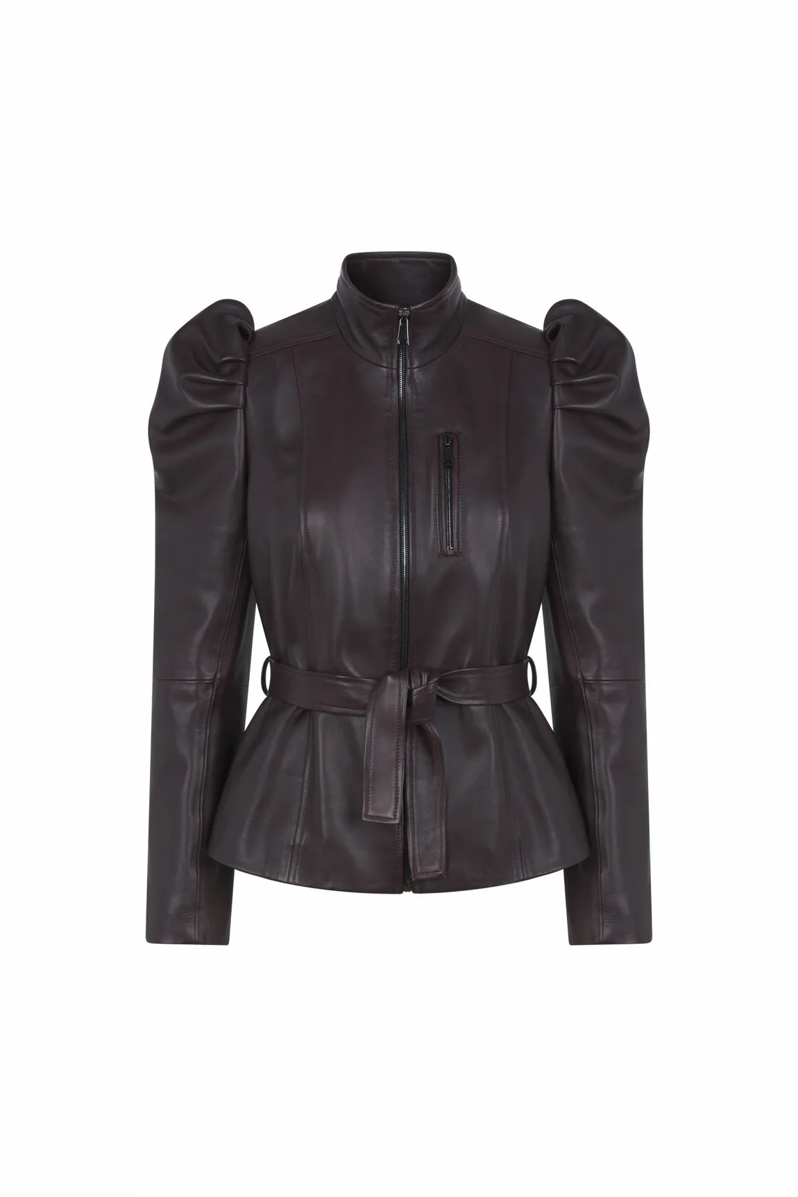 VESTE EN CUIR MANCHES BALLON - SHELTON WAXY